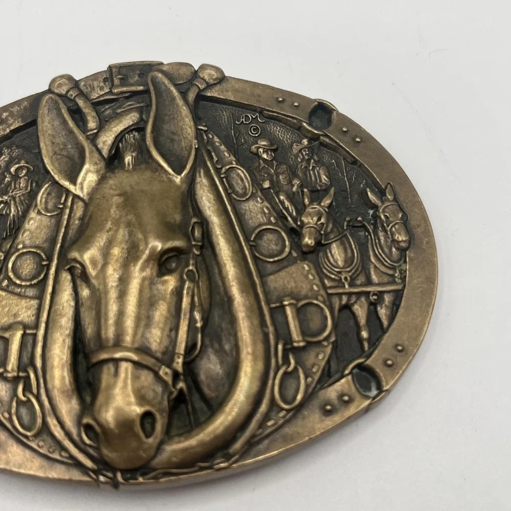 Vintage Solid Brass Award Design Medals Equestrian Horse Theme Belt Buckle